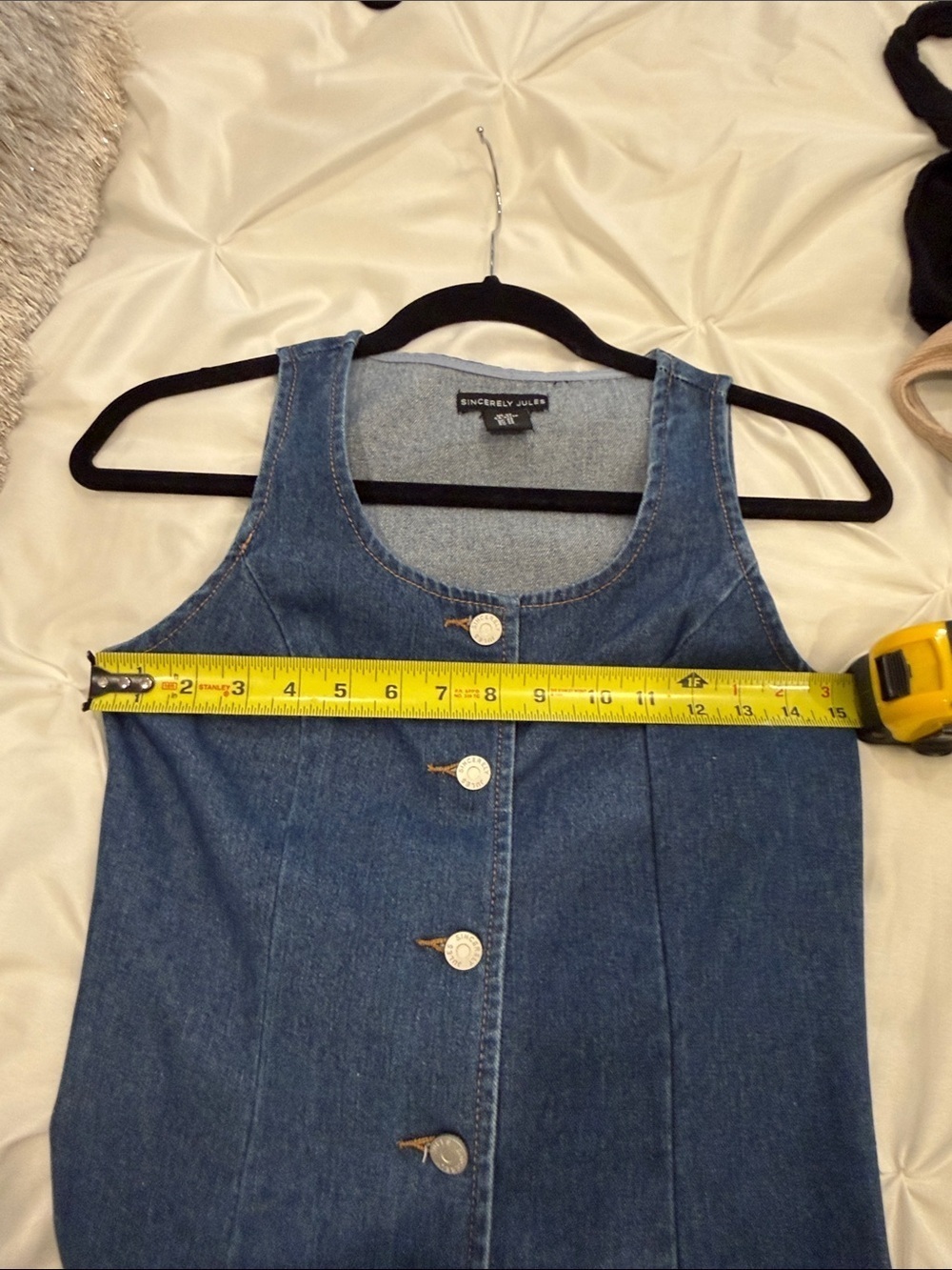Sincerly Jules Dark Blue Denim Button-Front Mini Dress Size XS - Picture 5 of 7